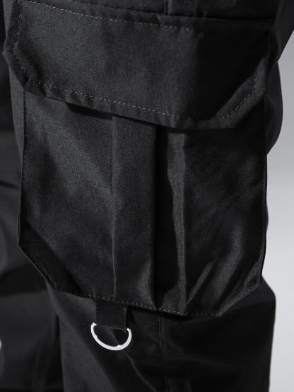 Men Flap Pocket Side Drawstring Waist Cargo Pants