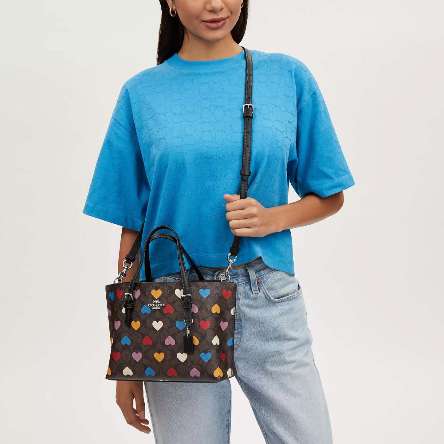 Coathtch  Mollie Tote 25 In Signature Canvas With Heart Print