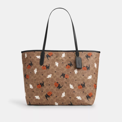 City Tote In Signature Canvas With Halloween Print
