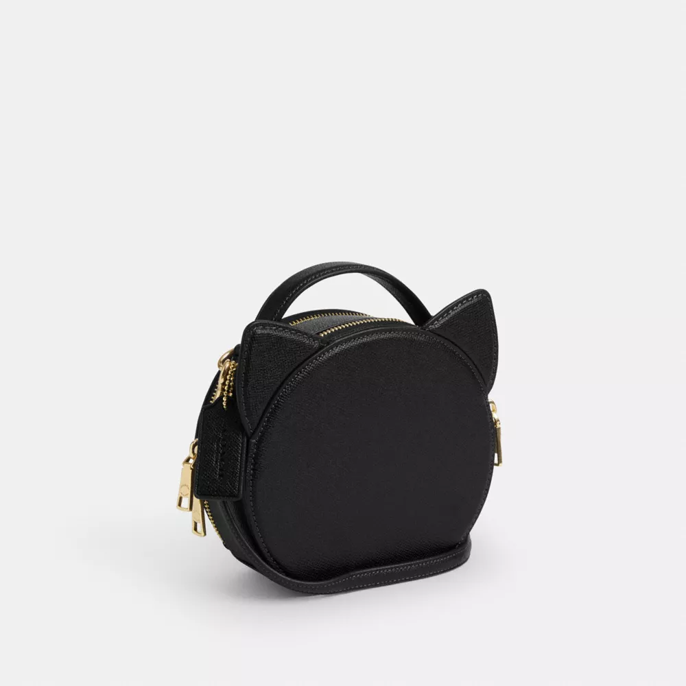 Canteen Crossbody Bag With Halloween Cat - Black