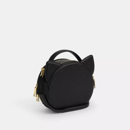 Canteen Crossbody Bag With Halloween Cat - Black