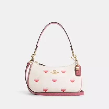 Shoulder Bag With Stripe Heart Print