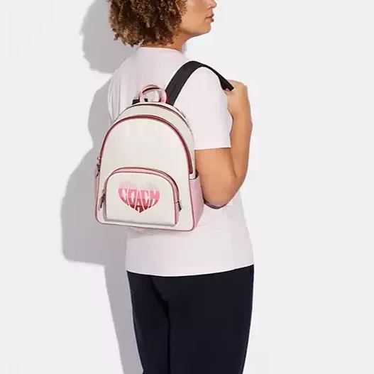 Backpack With Stripe Heart Motif