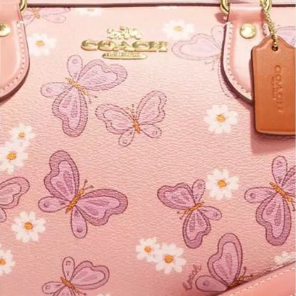 Satchel Bag With Butterfly Print