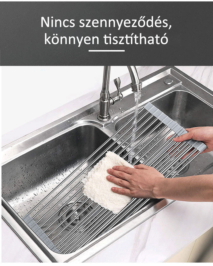 PVC rozsdamentes acél zöldség és gyümölcs lefolyó állvány konyhai mosogató polc