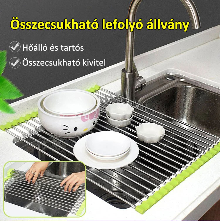 PVC rozsdamentes acél zöldség és gyümölcs lefolyó állvány konyhai mosogató polc