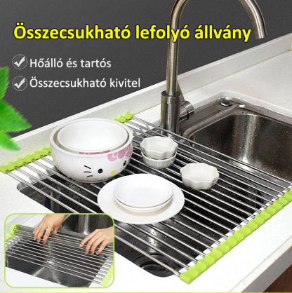 PVC rozsdamentes acél zöldség és gyümölcs lefolyó állvány konyhai mosogató polc