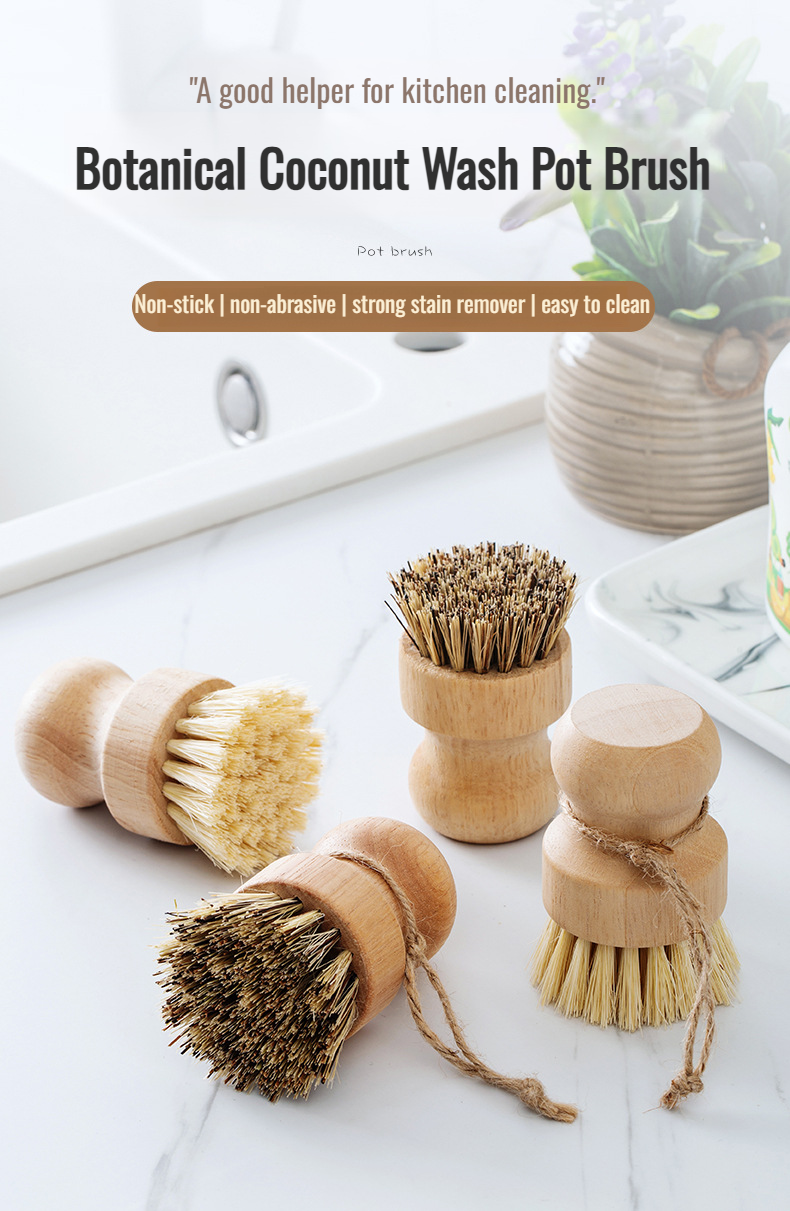 Multipurpose solid wood dish cleaning brush for kitchen