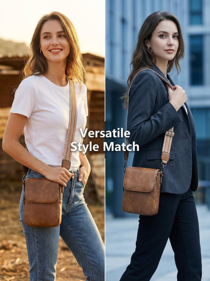 【Genuine leather】Premium Tuscan Leather Crossbody Bag- Anti-Theft Travel Organizer - Opens Flat 💼✨