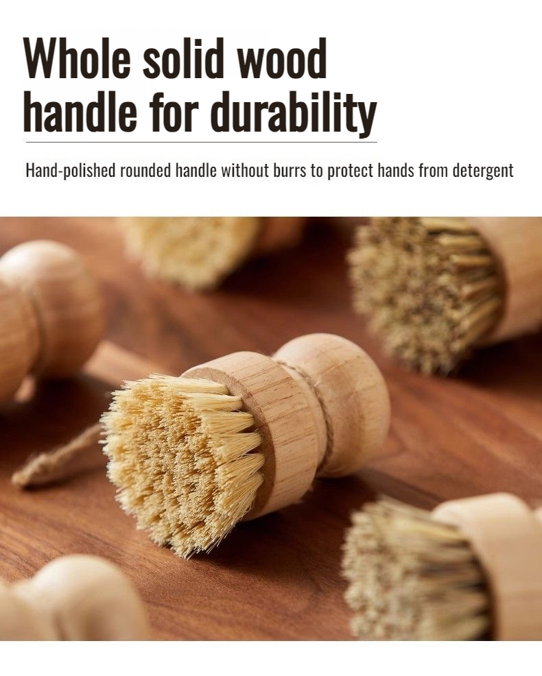 Wooden kitchen brush with natural bristles