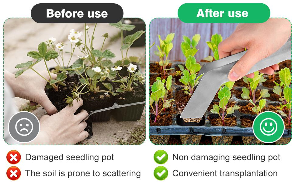 Ergonomic handle of the Damage Reducing Transplanting Tongs