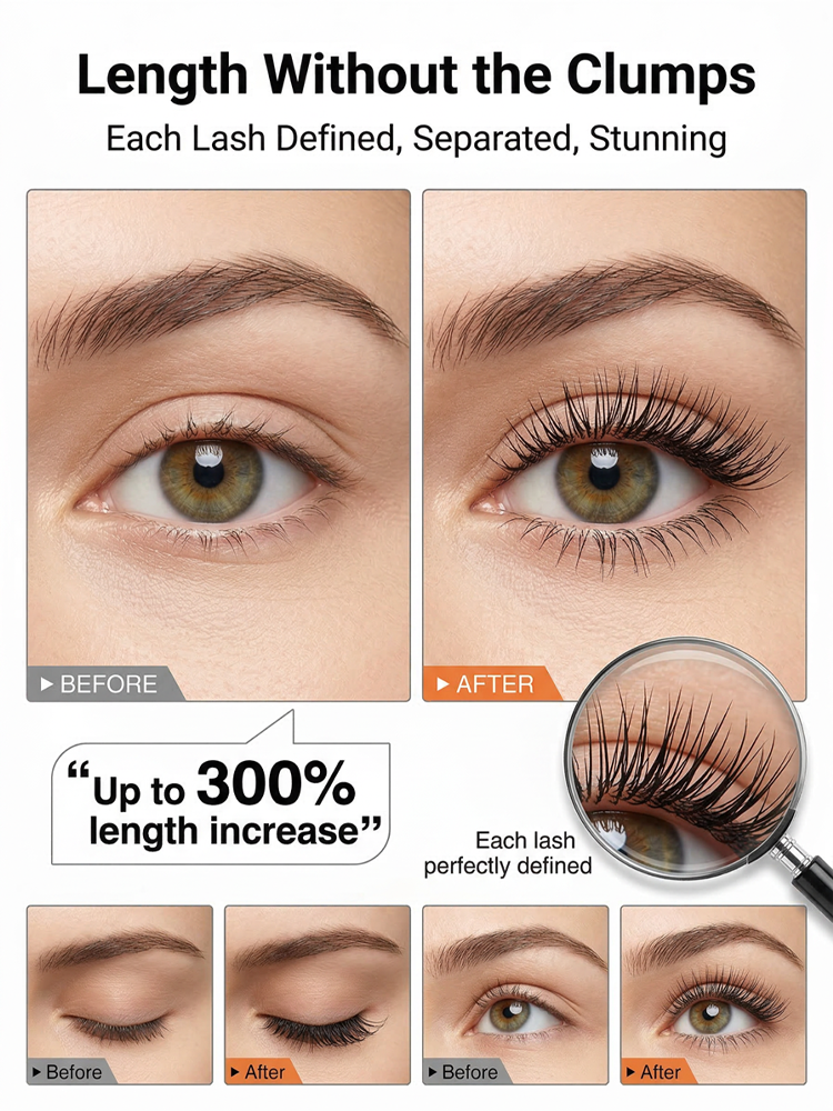 well-defined, naturally voluminous mascara【zero smudging】 3D Nourishing Waterproof Mascara | Clinic-Grade Growth Formula for Thinning Lashes 👁️✨