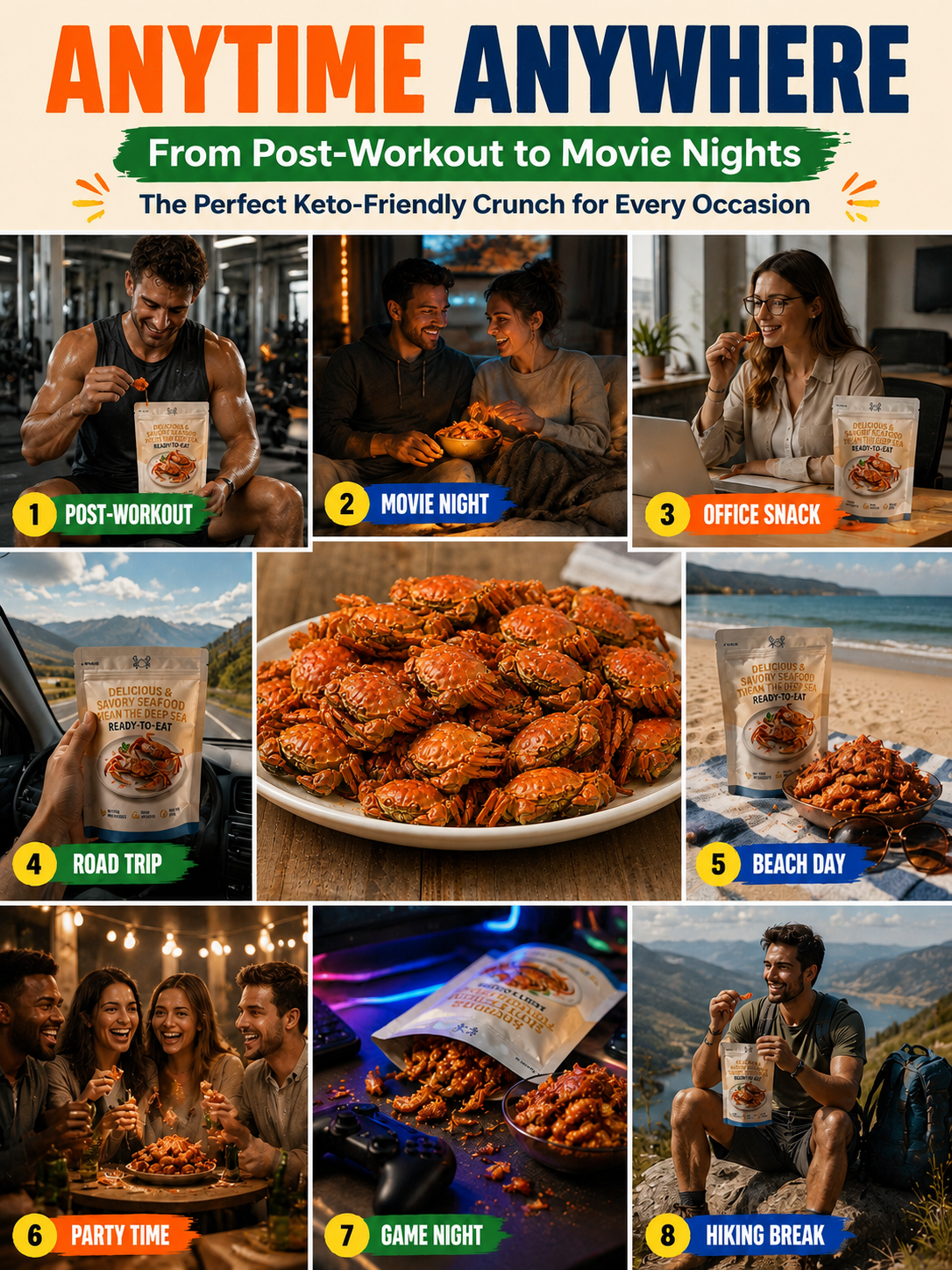 【 Approximately 100 / pack】Freshly Caught Deep-Sea Crab with Plenty of Meat | Spicy Crispy Ready-to-Eat Baby Crabs 🦀