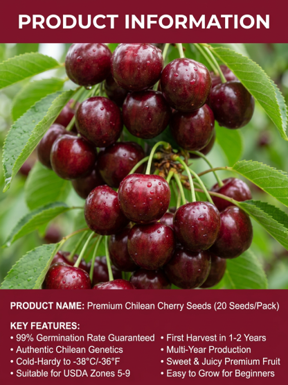 [100% Germination Guarantee] 4J XXL Regina Sweet Cherry Seeds | Carefully Selected Seeds with High Germination Rates | Bears Fruit Within One Year of Planting | Ideal for Balconies and Gardens | Cold-Hardy to -20°C 🍒
