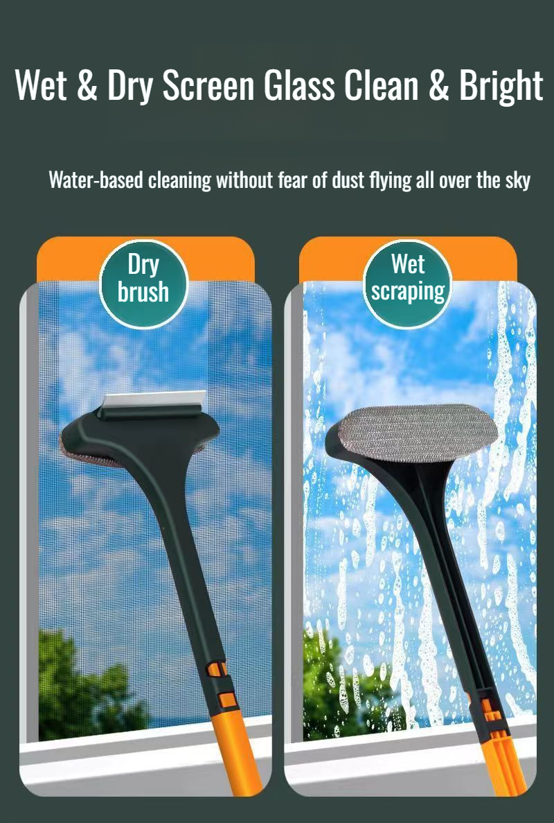 Close-up of window brush bristles on screen