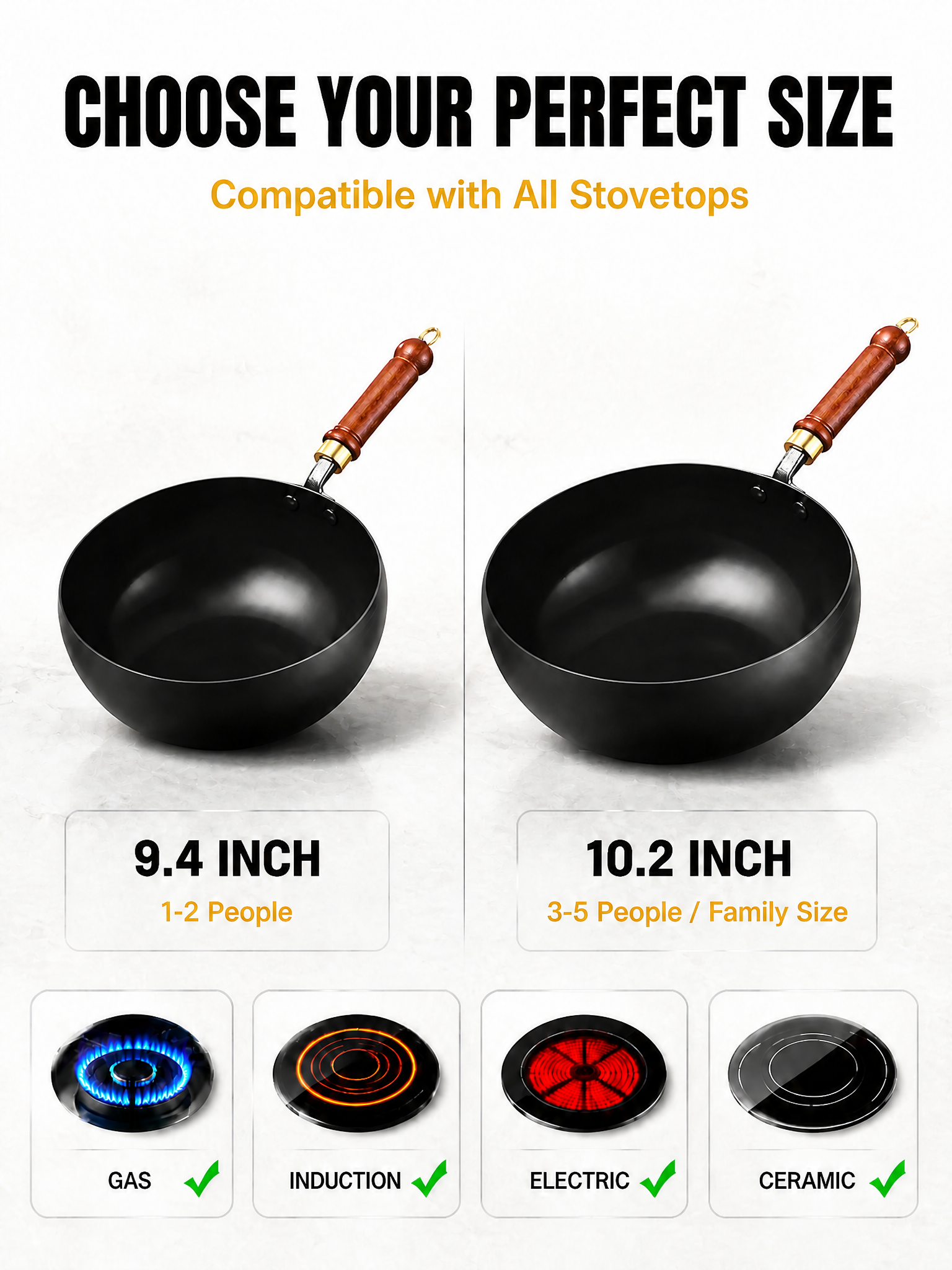 [100th Anniversary Flash Sale]Tsubame-Sanjo Masterpiece: Hand-Hammered Japanese Wok - 100% Toxin-Free & Natural Non-Stick 🇯🇵🍳80% OFF Artisan Iron Wok + FREE Rosewood Spatula & Lid 🎁📉