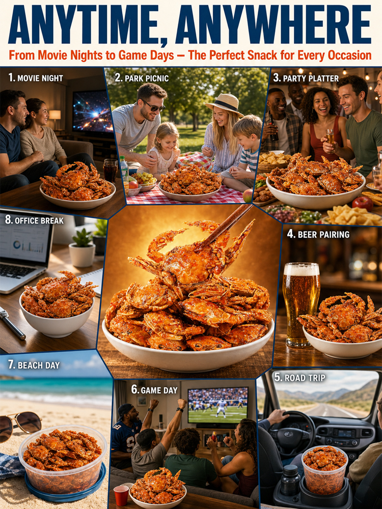 【 Approximately 100 / pack】Freshly Caught Deep-Sea Crab with Plenty of Meat | Spicy Crispy Ready-to-Eat Baby Crabs 🦀