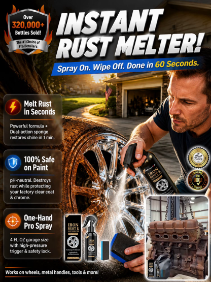 【Just Spray and Wipe to Restore Rusty Metals to a Mirror Shine in 3 Seconds!】 One-Spray Rust Remover🔥One Spray Provides Up to 50 Years of Antioxidant Protection!