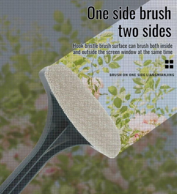 Ergonomic handle window screen cleaning brush