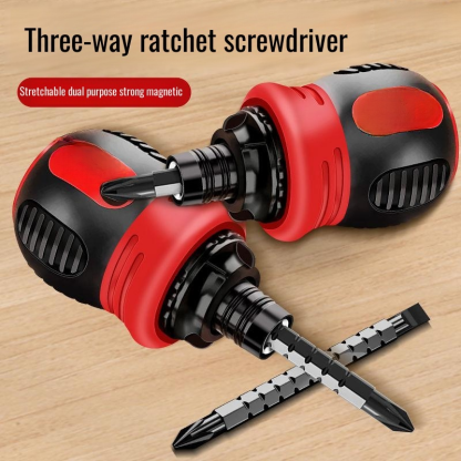 Flexible portable retractable screwdriver with magnetic double-ended screwdriver