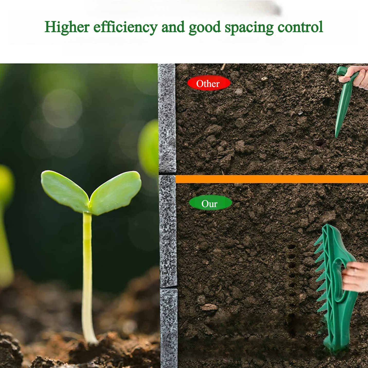 Efficient gardening tool for planting seeds and cuttings