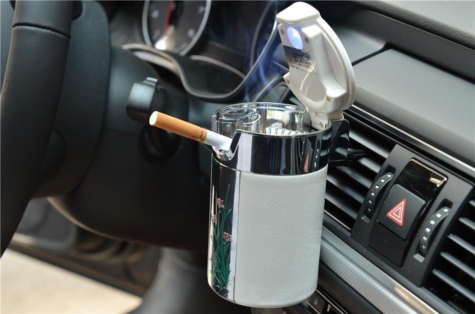 Portable smokeless car ashtray with illumination