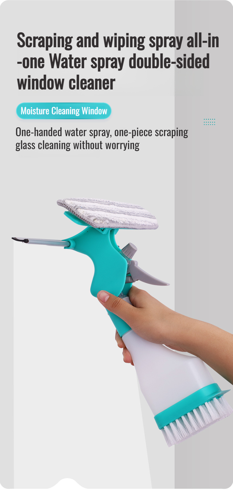 Double-sided glass wiper for household window cleaning