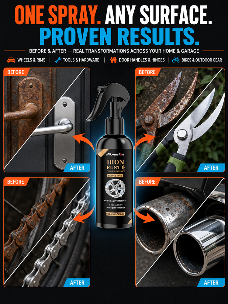 【Just Spray and Wipe to Restore Rusty Metals to a Mirror Shine in 3 Seconds!】 One-Spray Rust Remover🔥One Spray Provides Up to 50 Years of Antioxidant Protection!