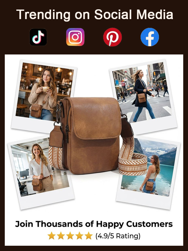 【Genuine leather】Premium Tuscan Leather Crossbody Bag- Anti-Theft Travel Organizer - Opens Flat 💼✨