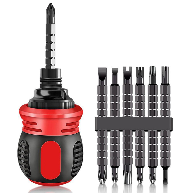 Flexible portable retractable screwdriver with magnetic double-ended screwdriver