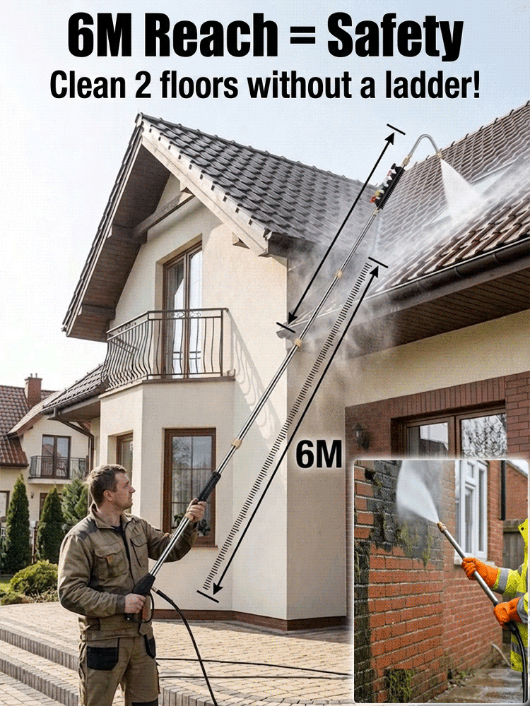 【 Heavy-Duty Power】High Pressure Washer Extension Wand | No Ladder Needed Roof Cleaner | Quick Connect 🏠💦