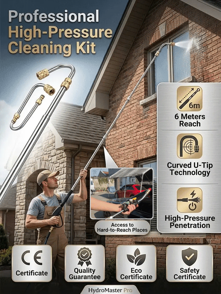 【 Heavy-Duty Power】High Pressure Washer Extension Wand | No Ladder Needed Roof Cleaner | Quick Connect 🏠💦