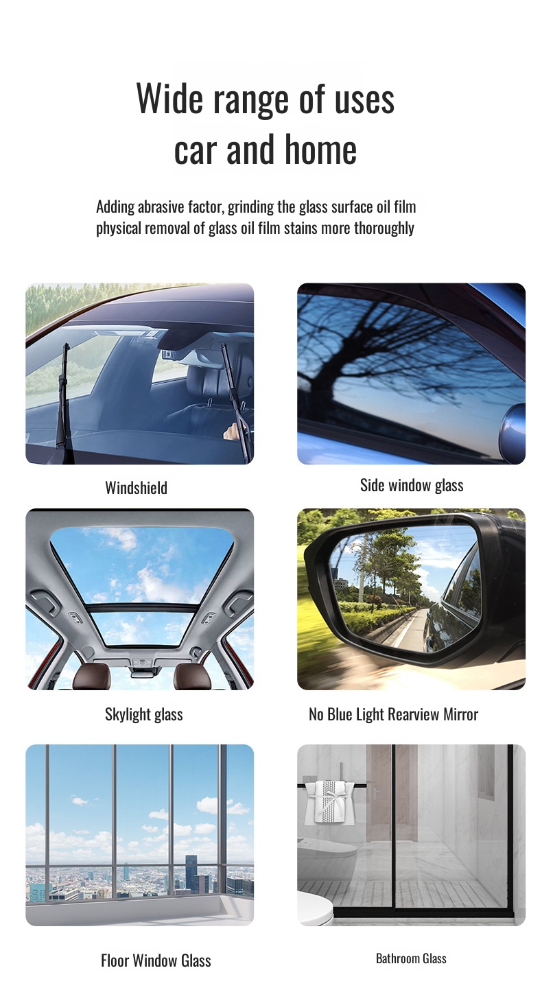 Front windshield maintenance with oil film cleaner