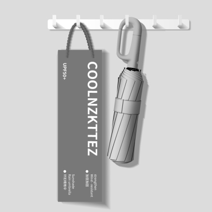 🌧️ Automatic Windproof Umbrella | 30 Carbon Fiber Ribs | SPF 50 UV Protection | Built-in Backpack Clip ☀️