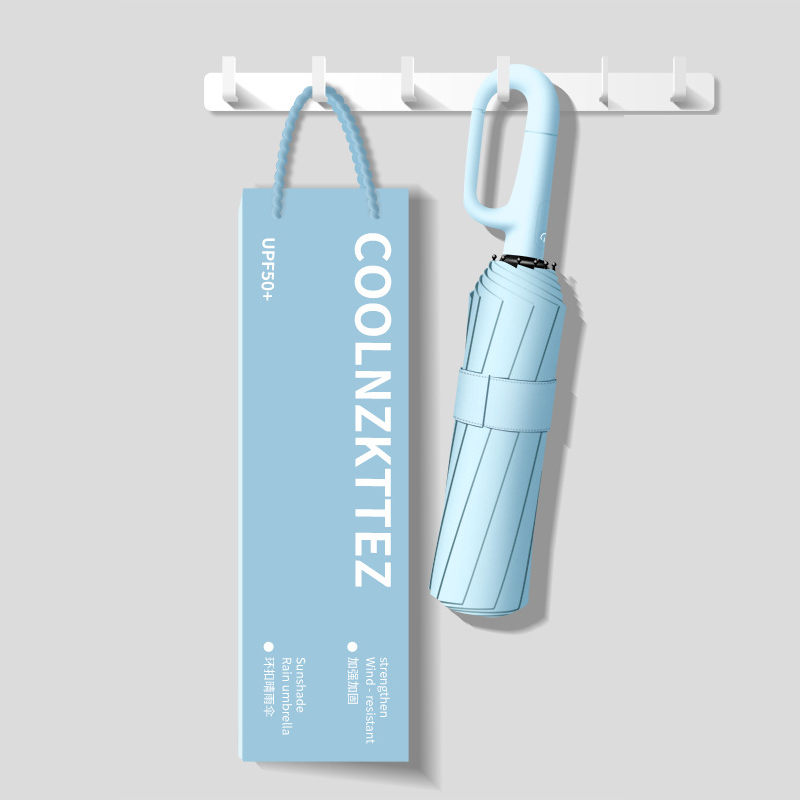 🌧️ Automatic Windproof Umbrella | 30 Carbon Fiber Ribs | SPF 50 UV Protection | Built-in Backpack Clip ☀️