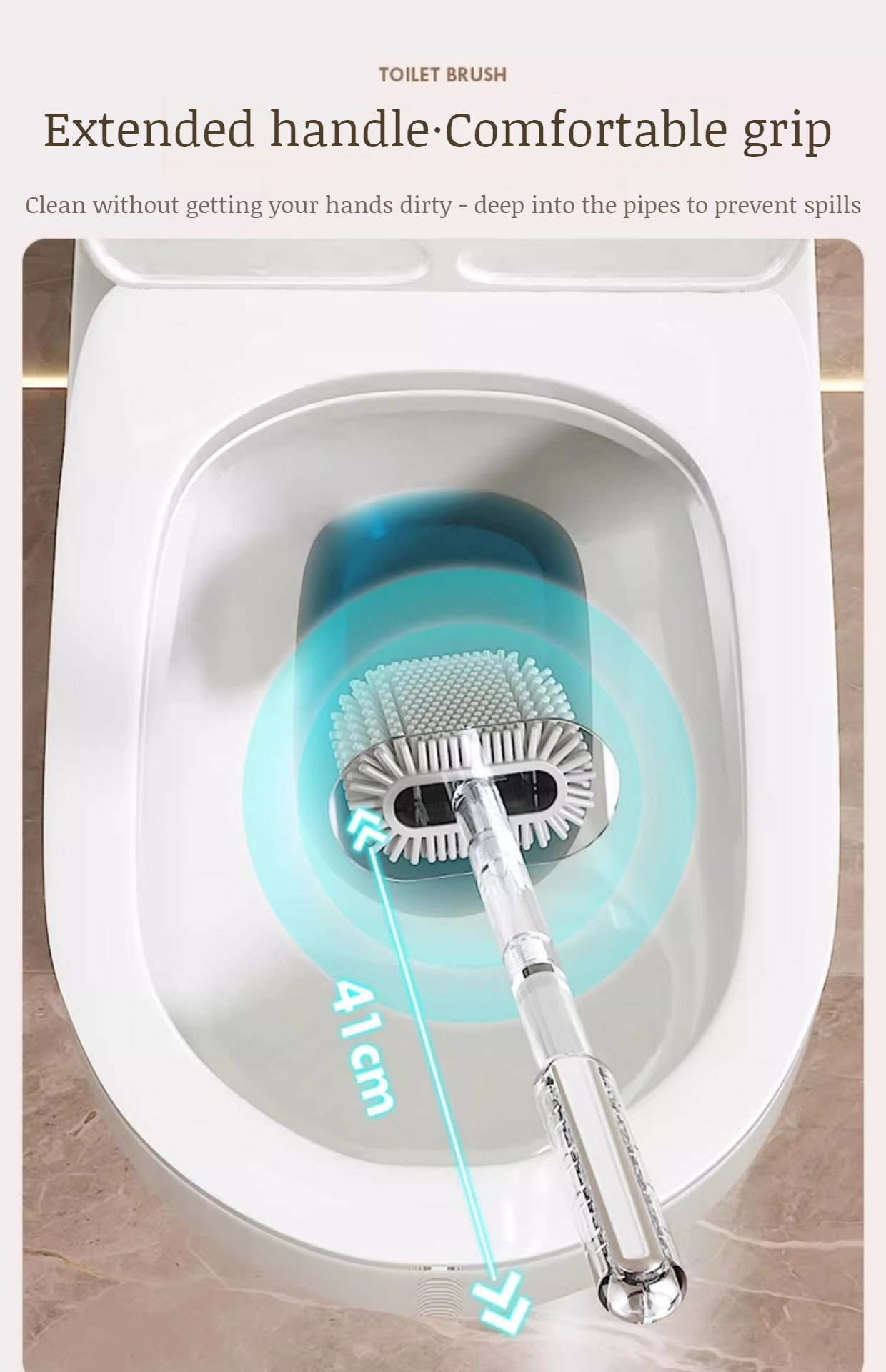 Easy-to-clean corrugated toilet brush with sturdy base