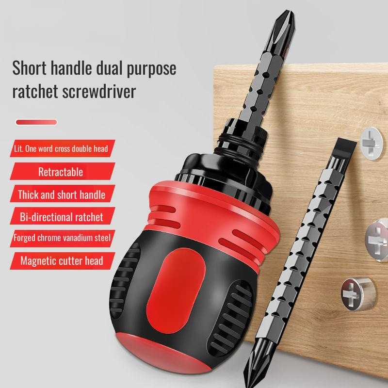 Flexible portable retractable screwdriver with magnetic double-ended screwdriver