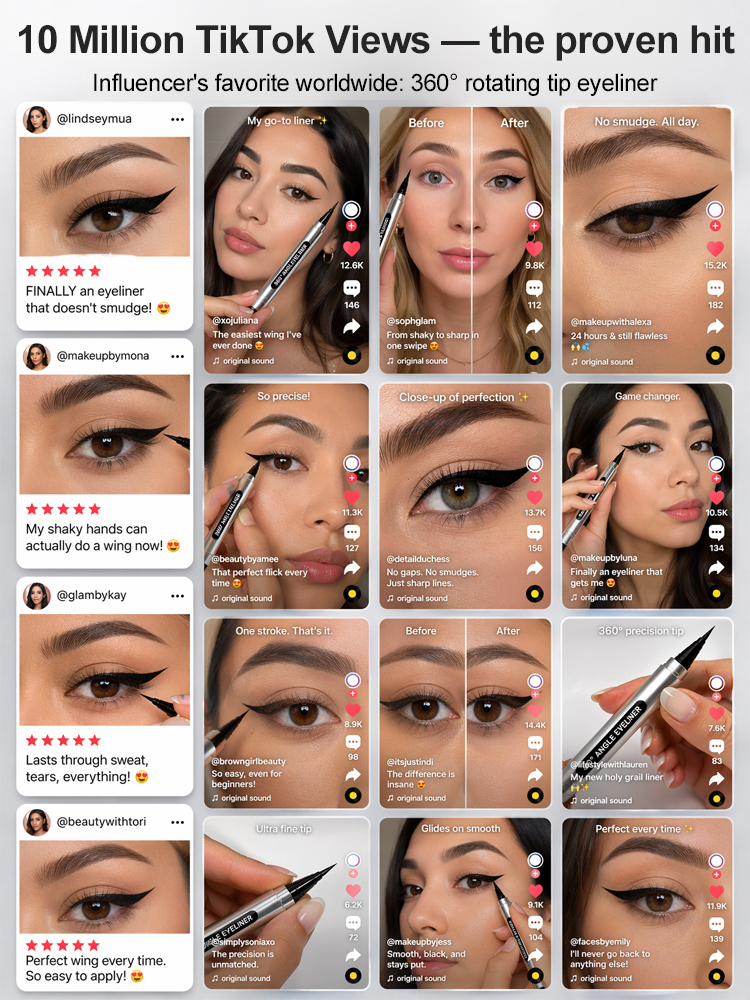 【 Buy 1 Get 2 Free】360° Rotating Eyeliner💧 | Smudgeproof | 24H Waterproof | Easy for Beginners