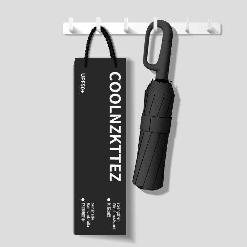 🌧️ Automatic Windproof Umbrella | 30 Carbon Fiber Ribs | SPF 50 UV Protection | Built-in Backpack Clip ☀️