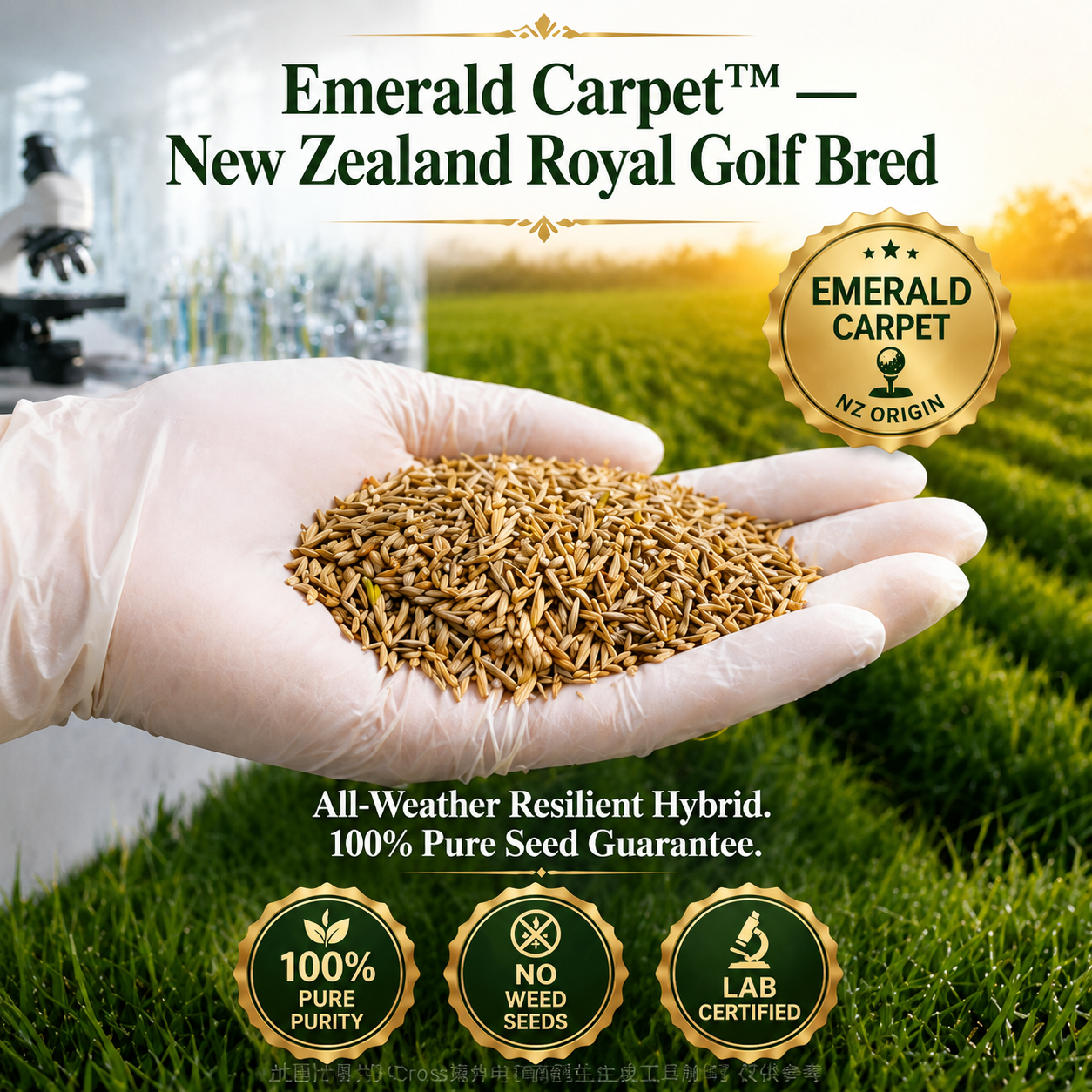 【✅ Sprouts in Just 7 Days 】Emerald Carpet Hybrid Grass Seed | 7-Day Fast Sprouting | All-Weather Evergreen 🌿🏡