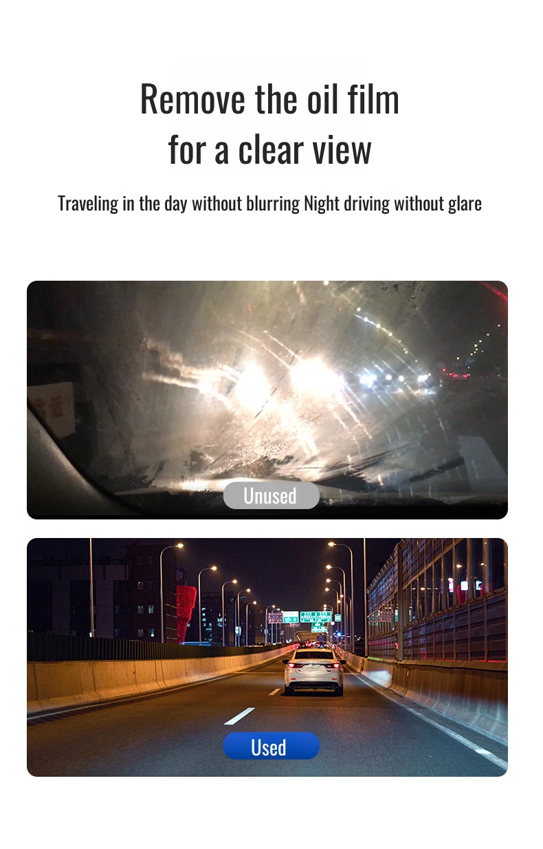 Powerful car oil film cleaner in use