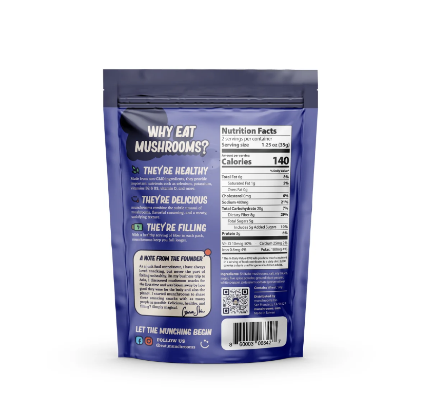 Munchrooms Cracked Black Pepper Mushroom Jerky