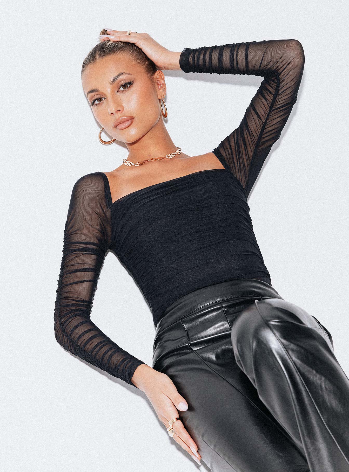 Delany Bodysuit Black-Heyiad