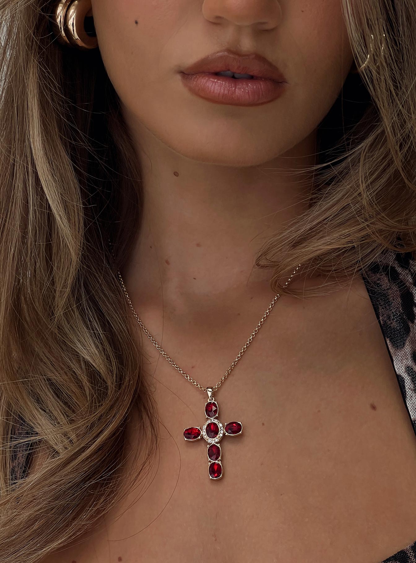 Jacintha Necklace Gold / Red-Heyiad