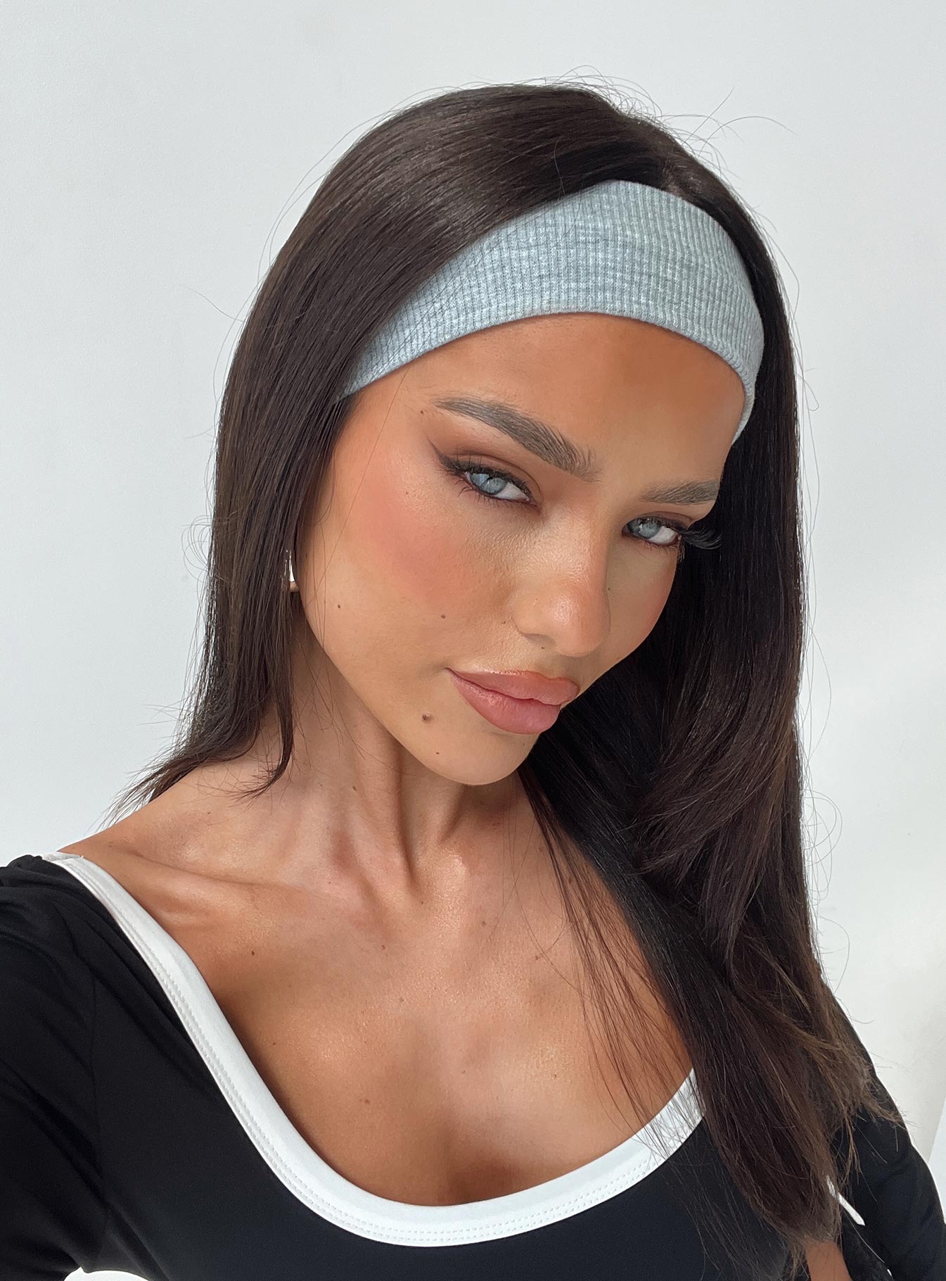 Isabeau Ribbed Headband Grey Marle-Heyiad