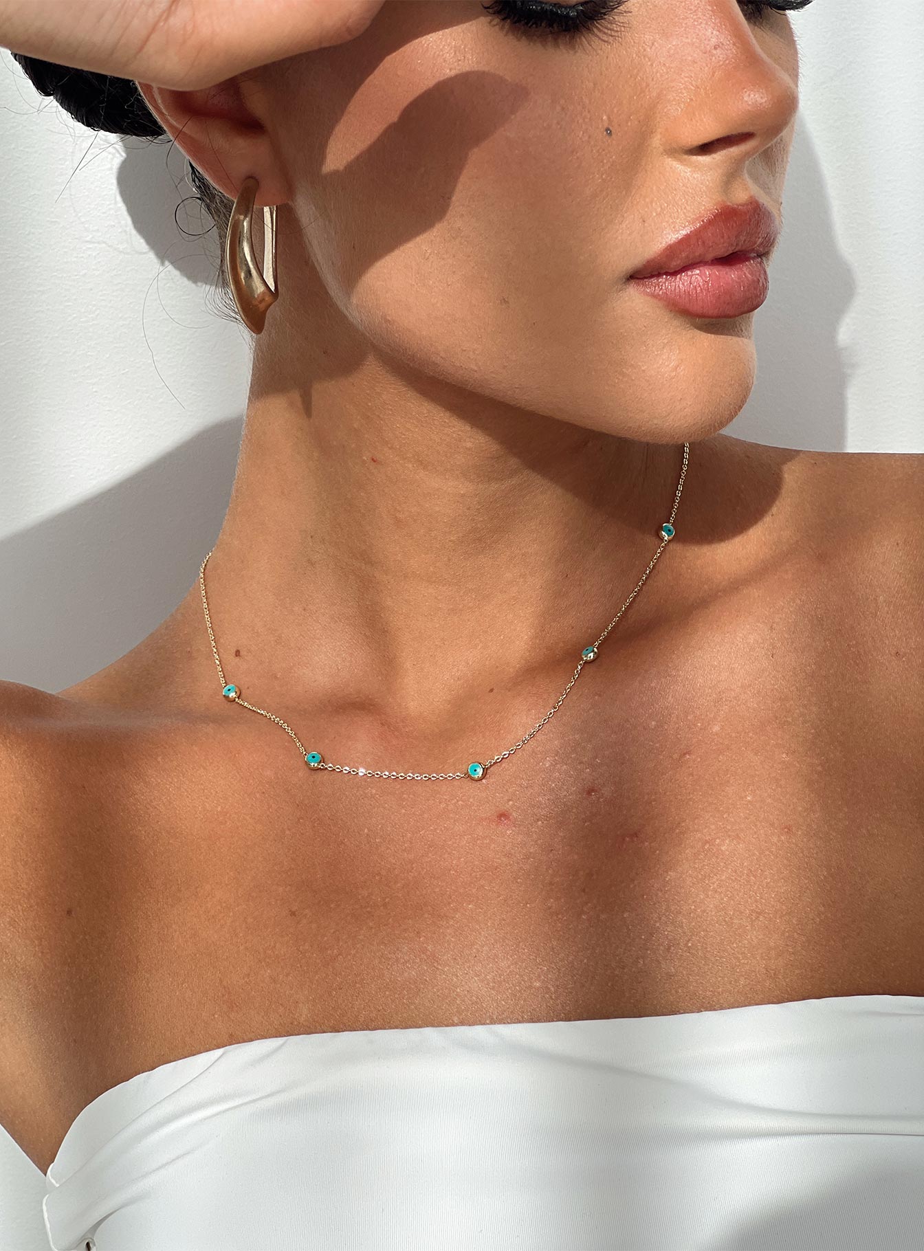 Josue Gem Necklace Gold-Heyiad