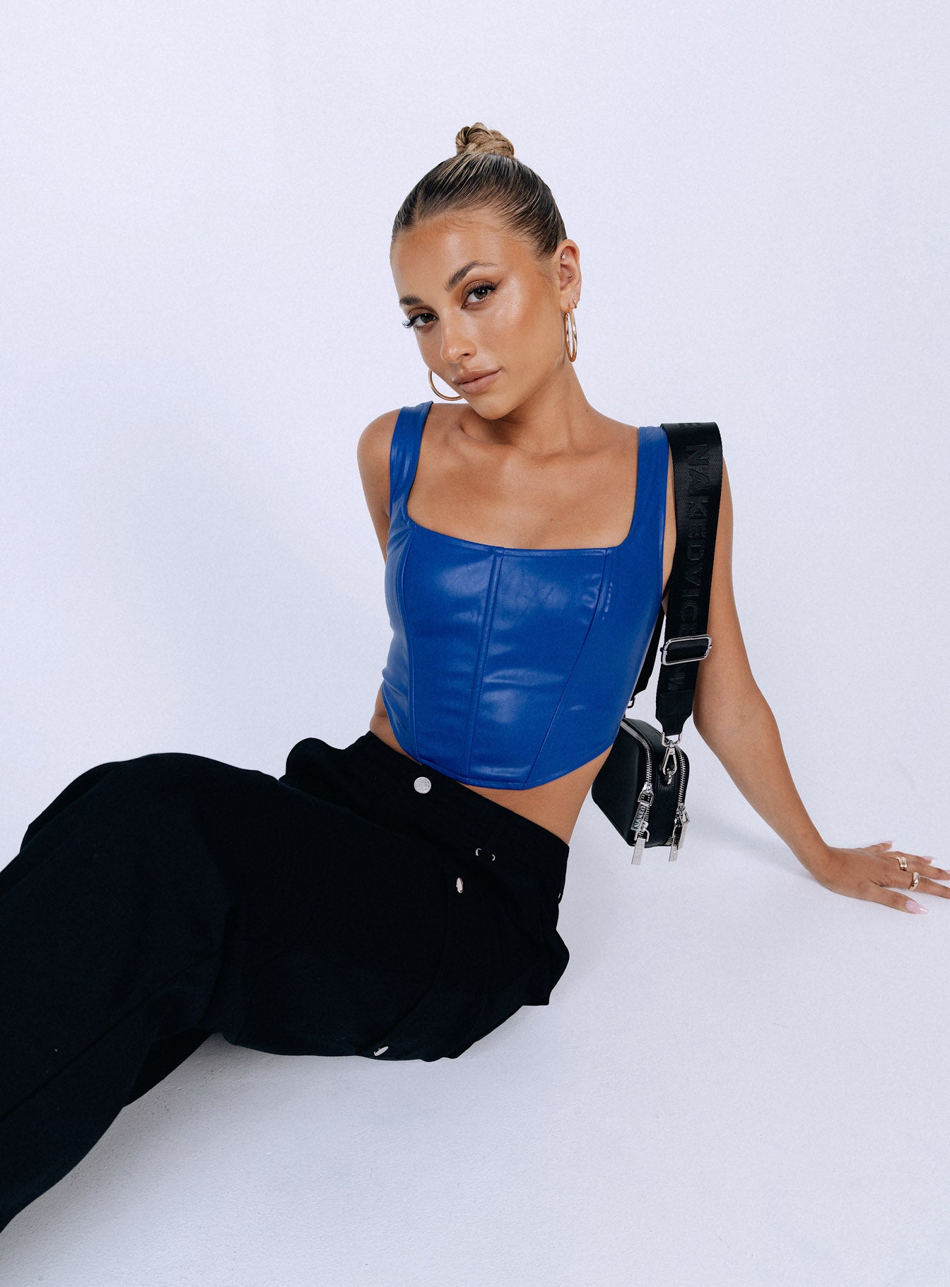 Kaeshia PU Bustier Blue-Heyiad