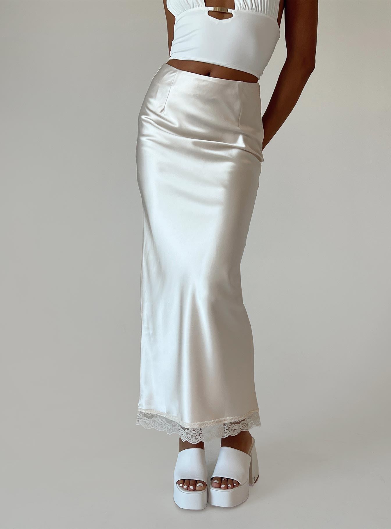 Kamden Midi Skirt Cream-Heyiad