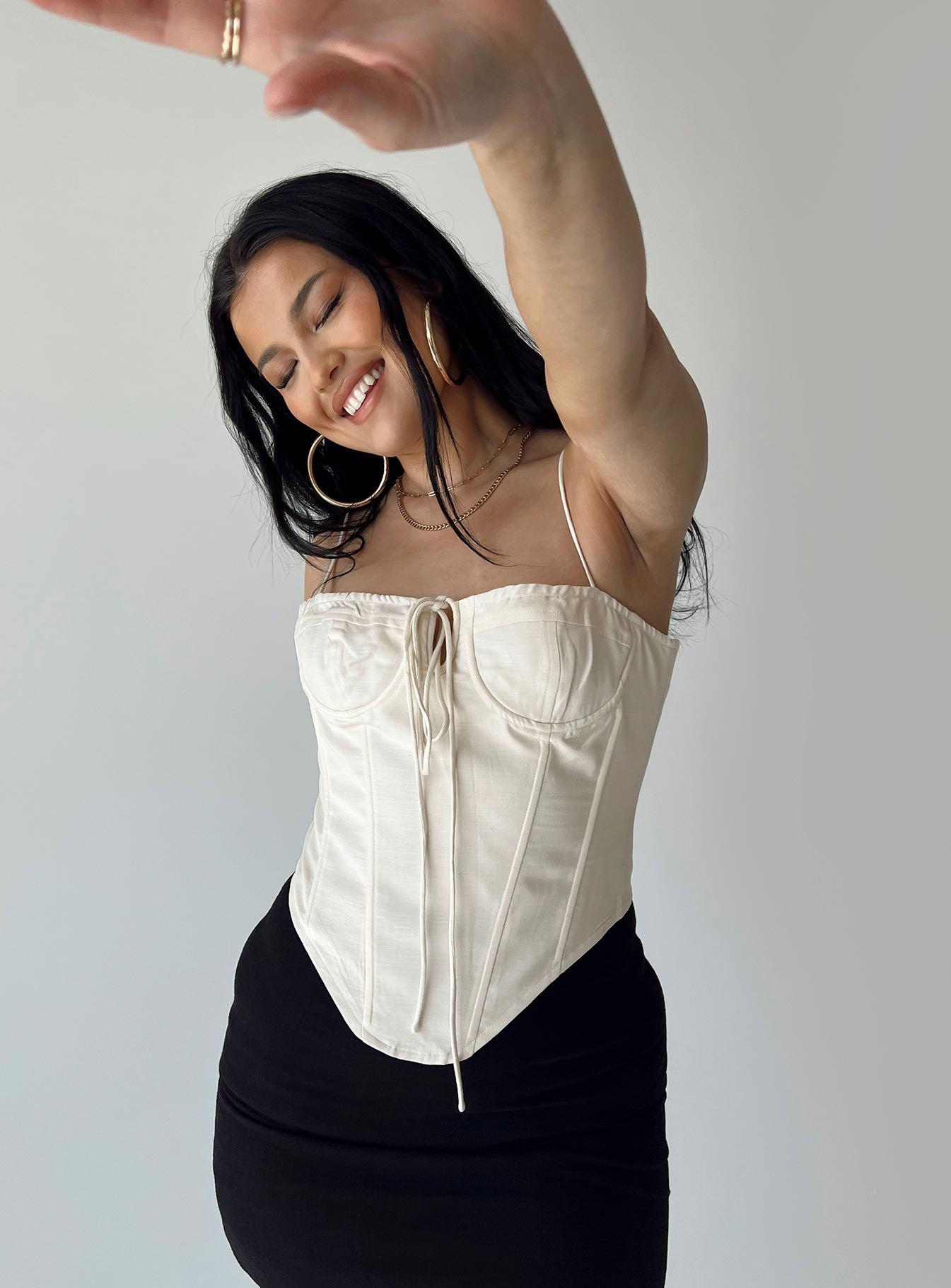 Del Gato Corset Top Off White-Heyiad