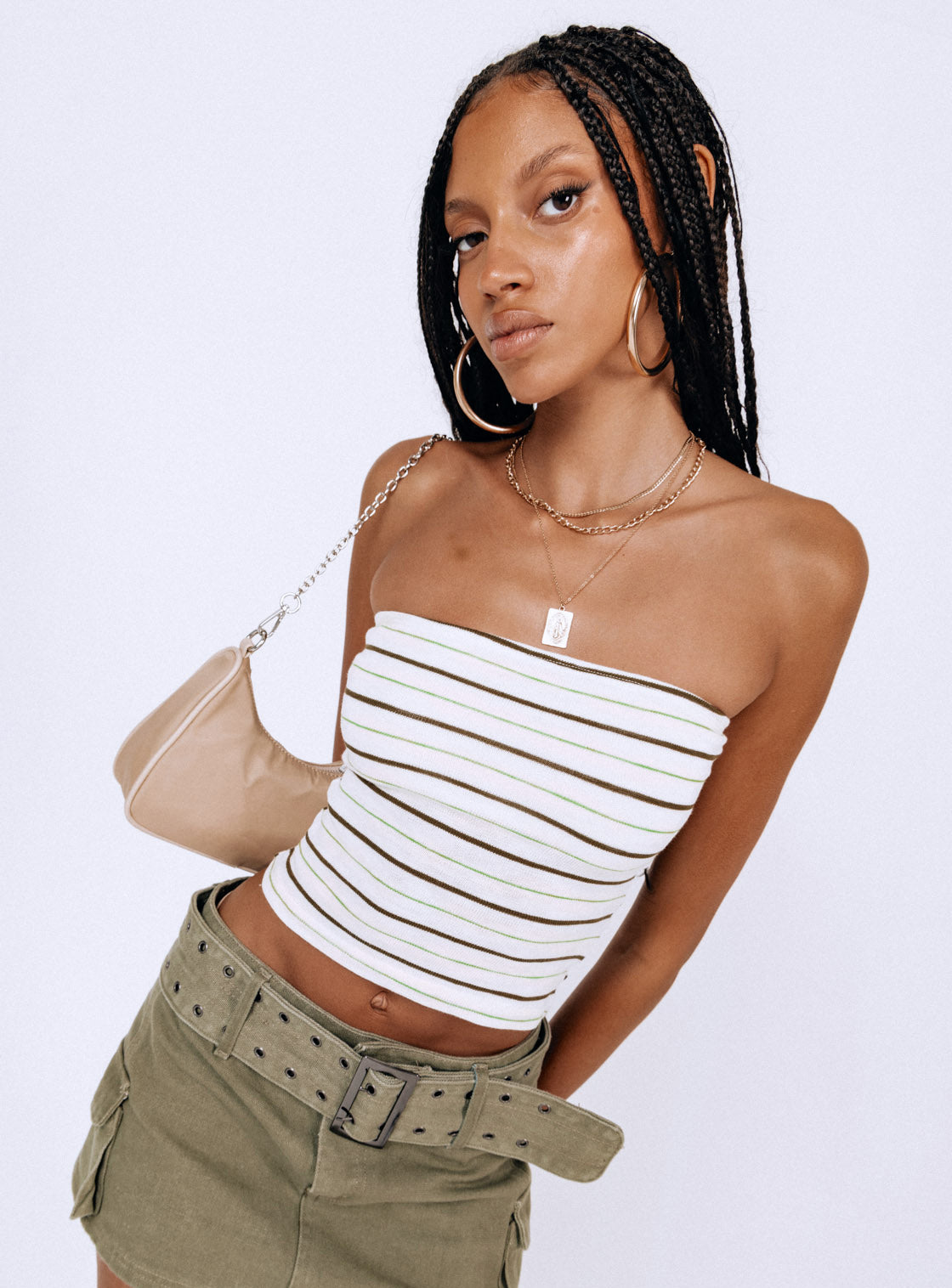 Devall Strapless Top Cream / Multi-Heyiad